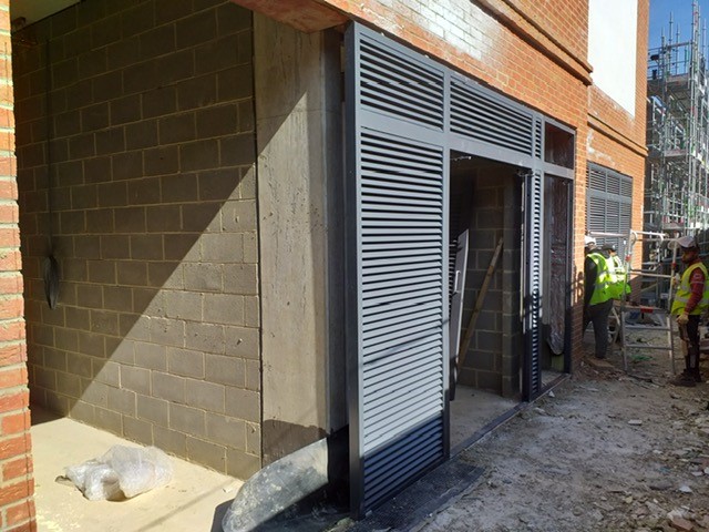 acoustic louvre doors on an industrial unit
