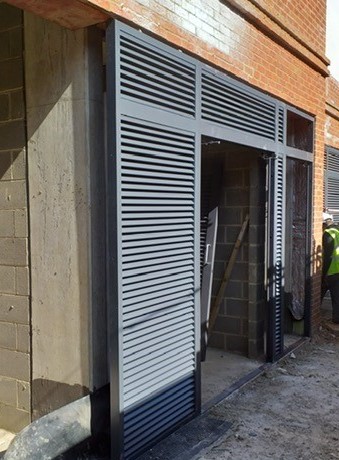 acoustic louvre doors on an industrial unit